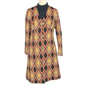 Vintage 60s 70s Mod Shift Dress & Matching Jacket  Geometric Atomic Gay Gibson